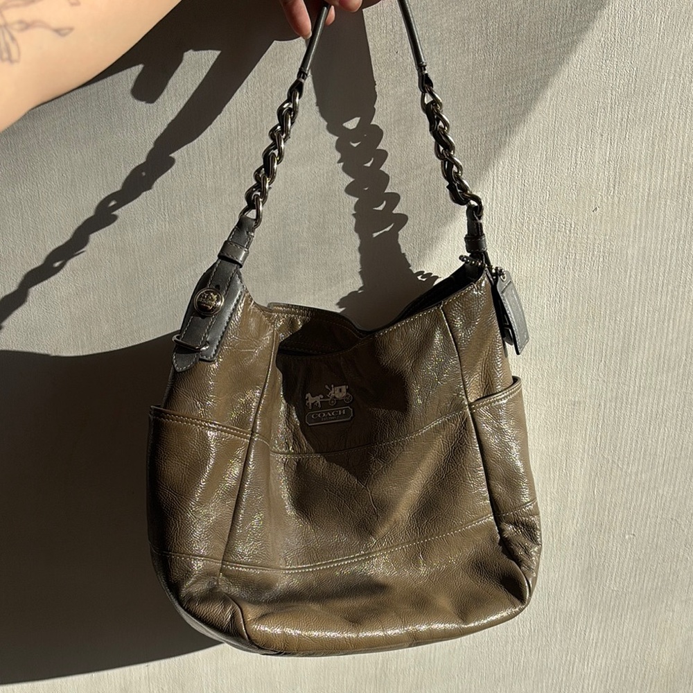 Coach Khaki Leather Shoulder Bag
